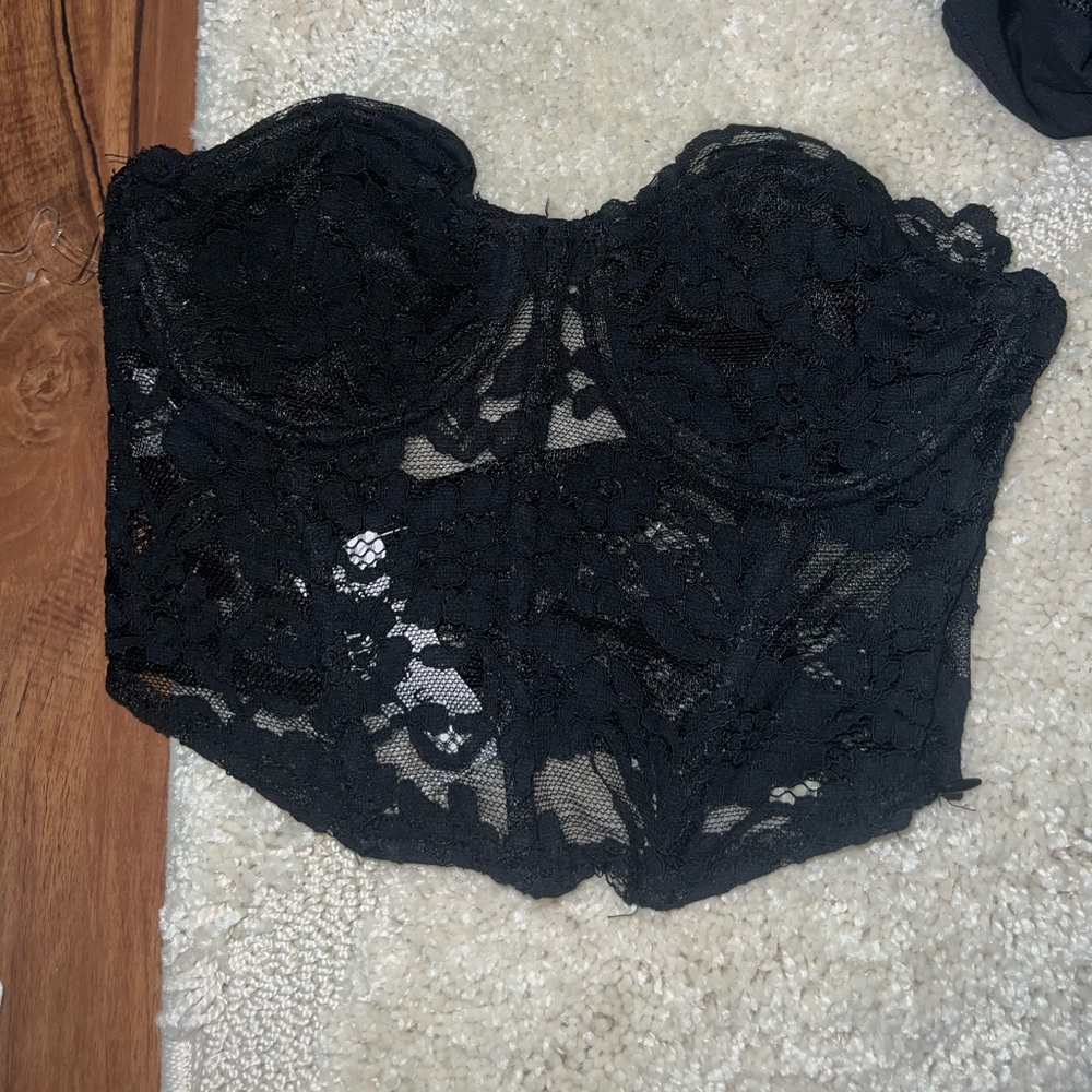 Kendall and Kylie Black lace corset
